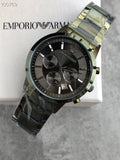 Emporio Armani Renato Chronograph Quartz Grey Dial Green Steel Strap  Watch For Men - AR11117