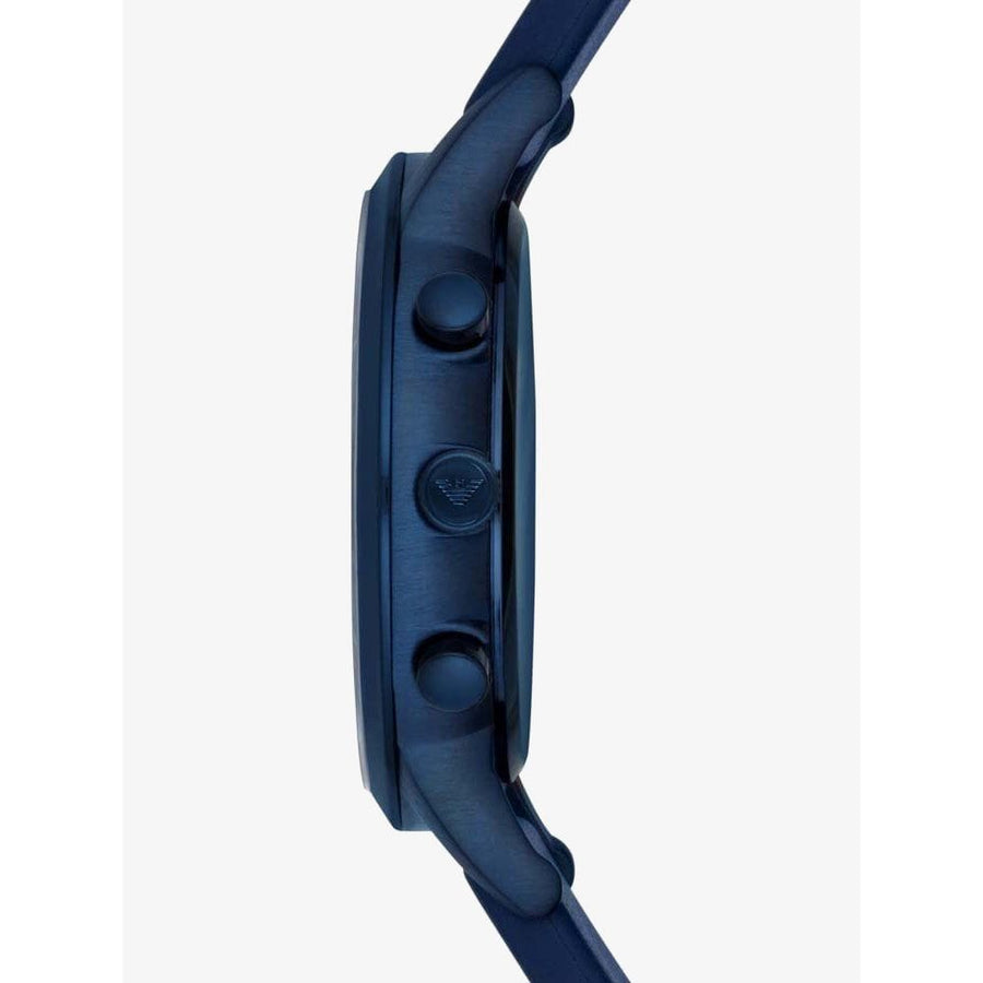 Emporio Armani Renato Chronograph Silver Dial Blue Silicone Strap Watch For Men - AR11026