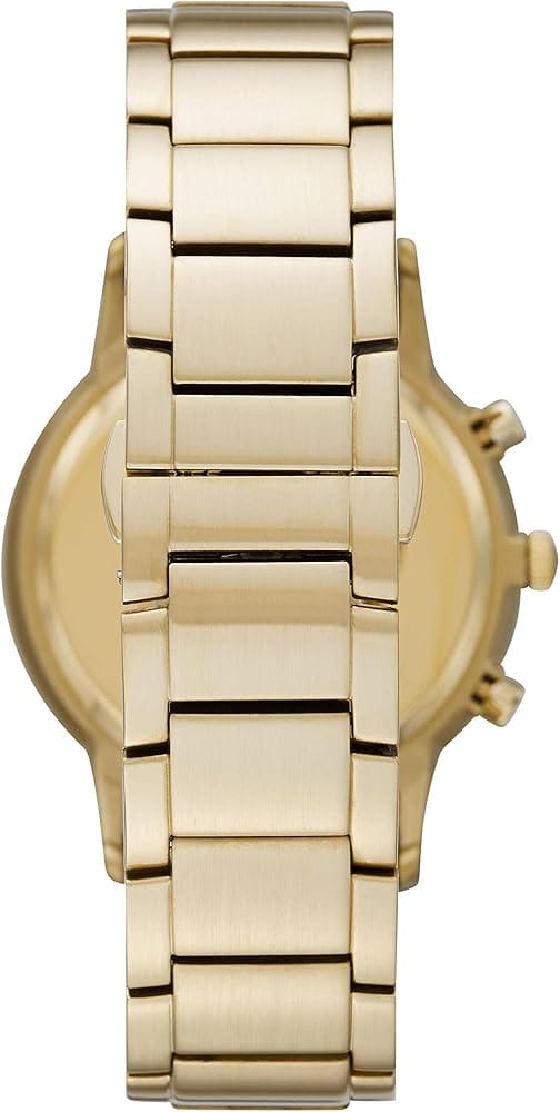 Emporio Armani Renato Chronograph White Dial Gold Steel Strap Watch For Men - AR11332