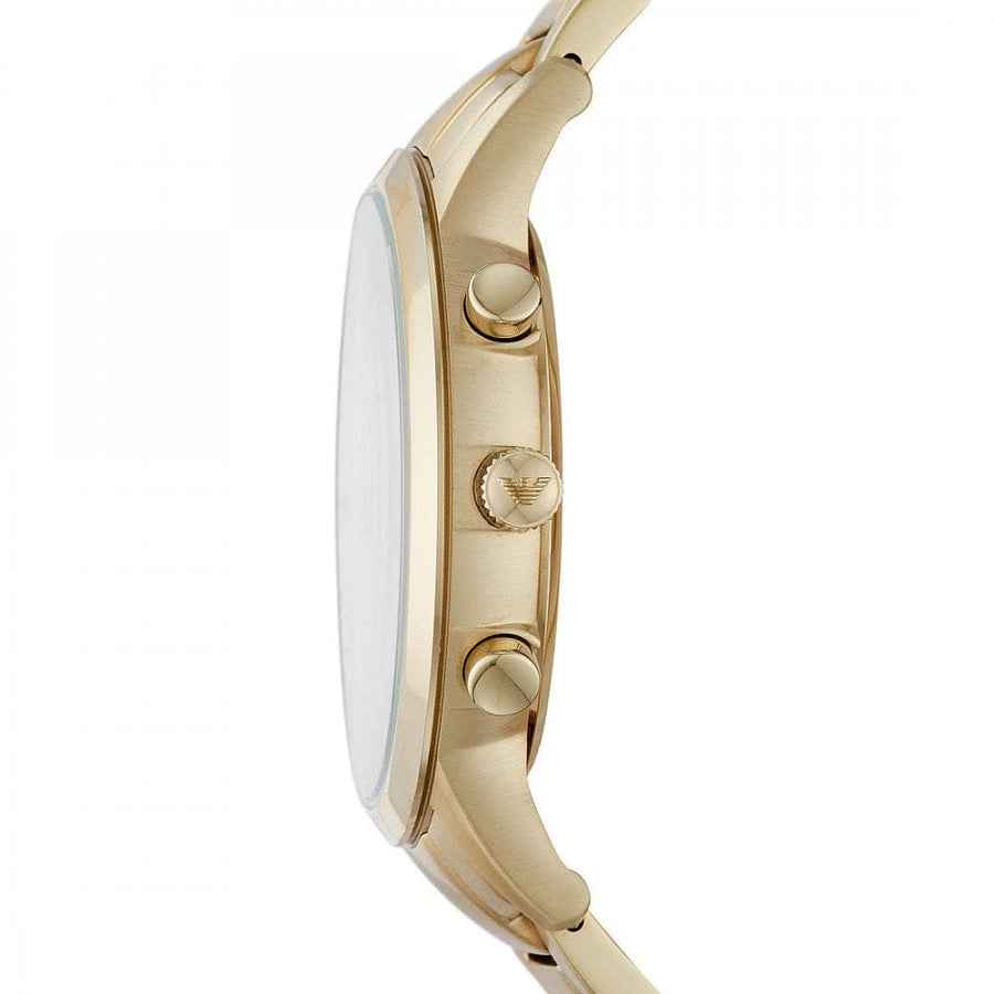Emporio Armani Renato Chronograph White Dial Gold Steel Strap Watch For Men - AR11332