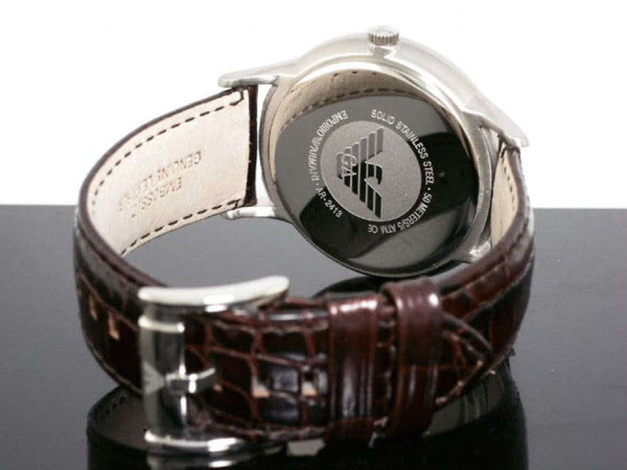 Emporio Armani Renato Classic Brown Dial Brown Leather Strap Watch For Men - AR2413