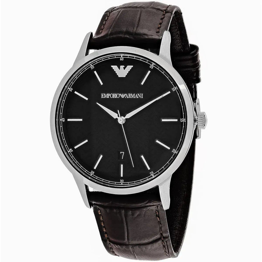 Emporio Armani Renato Quartz Black Dial Brown Leather Strap Watch For Men - AR11187