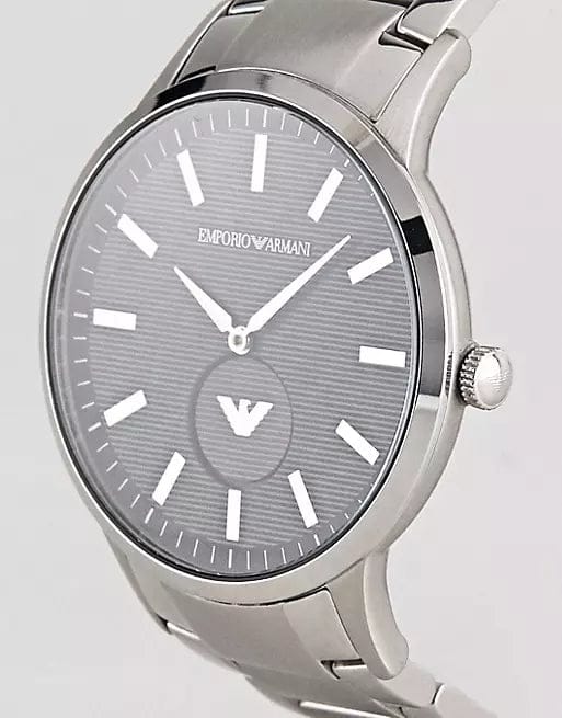 Emporio Armani Renato Quartz Black Dial Silver Steel Strap  Watch For Men - AR11118