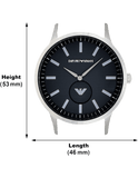 Emporio Armani Renato Quartz Black Dial Silver Steel Strap  Watch For Men - AR11118