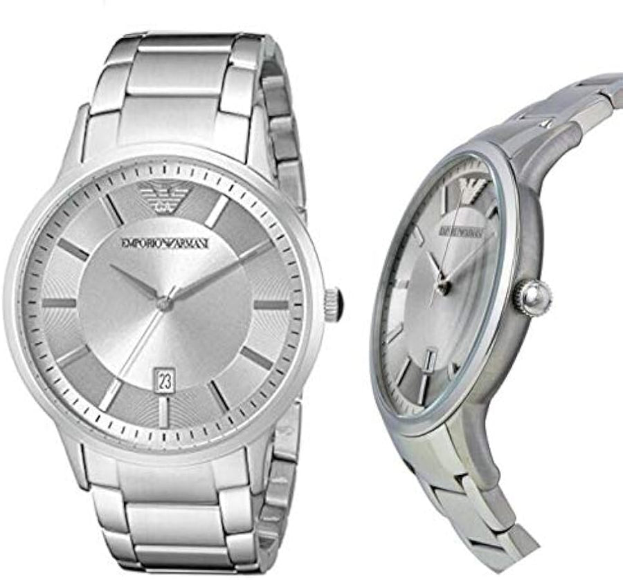 Emporio Armani Renato Quartz Silver Dial Silver Steel Strap Watch For Men - AR11189