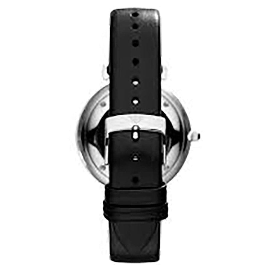 Emporio Armani Retro Analog Quartz Silver Dial Black Leather Strap Watch For Men - AR1674