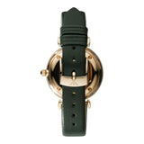 Emporio Armani Retro Champagne Beige Dial Green Leather Strap Watch For Women - AR1726