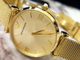 Emporio Armani Retro Gold Dial Gold Mesh Bracelet Watch For Women - AR1957