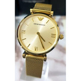 Emporio Armani Retro Gold Dial Gold Mesh Bracelet Watch For Women - AR1957