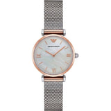 Emporio Armani Retro Mother of Pearl Dial Silver Mesh Bracelet Watch For Women - AR2067