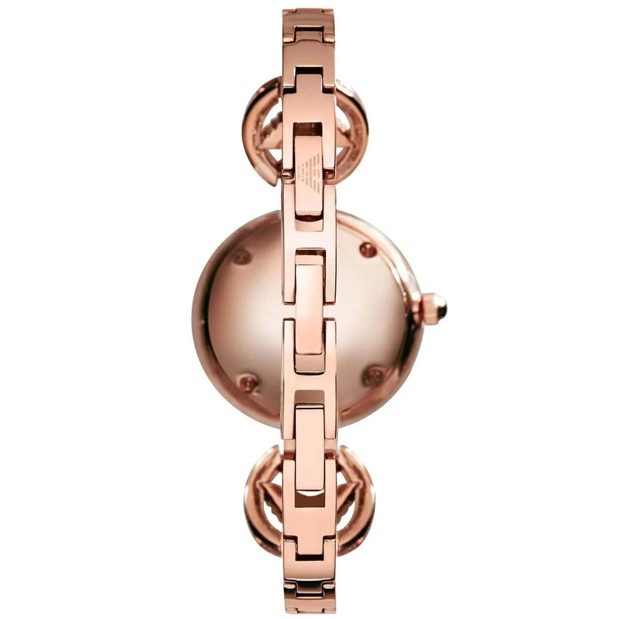 Emporio Armani Retro Quartz Silver Dial Rose Gold Steel Strap Watch For Women - AR1776