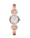 Emporio Armani Retro Quartz Silver Dial Rose Gold Steel Strap Watch For Women - AR1776