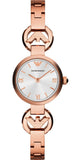 Emporio Armani Retro Quartz Silver Dial Rose Gold Steel Strap Watch For Women - AR1776
