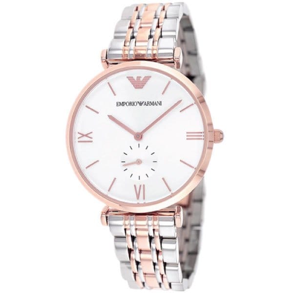 Emporio Armani Retro Silver Dial Two Tone Steel Strap Watch For Men - AR1677