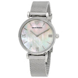 Emporio Armani Gianni T Bar Mother of Pearl Dial Stainless Steel Strap Watch For Women - AR1955