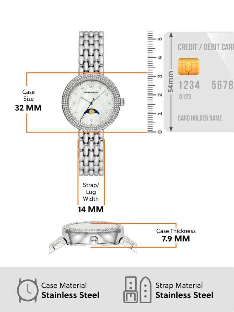 Emporio Armani Rosa Quartz Mother of Pearl Dial Silver Steel Strap Watch For Women - AR11461