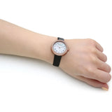 Emporio Armani Rosa Quartz Mother Of Pearl White Dial Black Leather Strap Watch For Women - AR11356