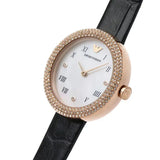 Emporio Armani Rosa Quartz Mother Of Pearl White Dial Black Leather Strap Watch For Women - AR11356