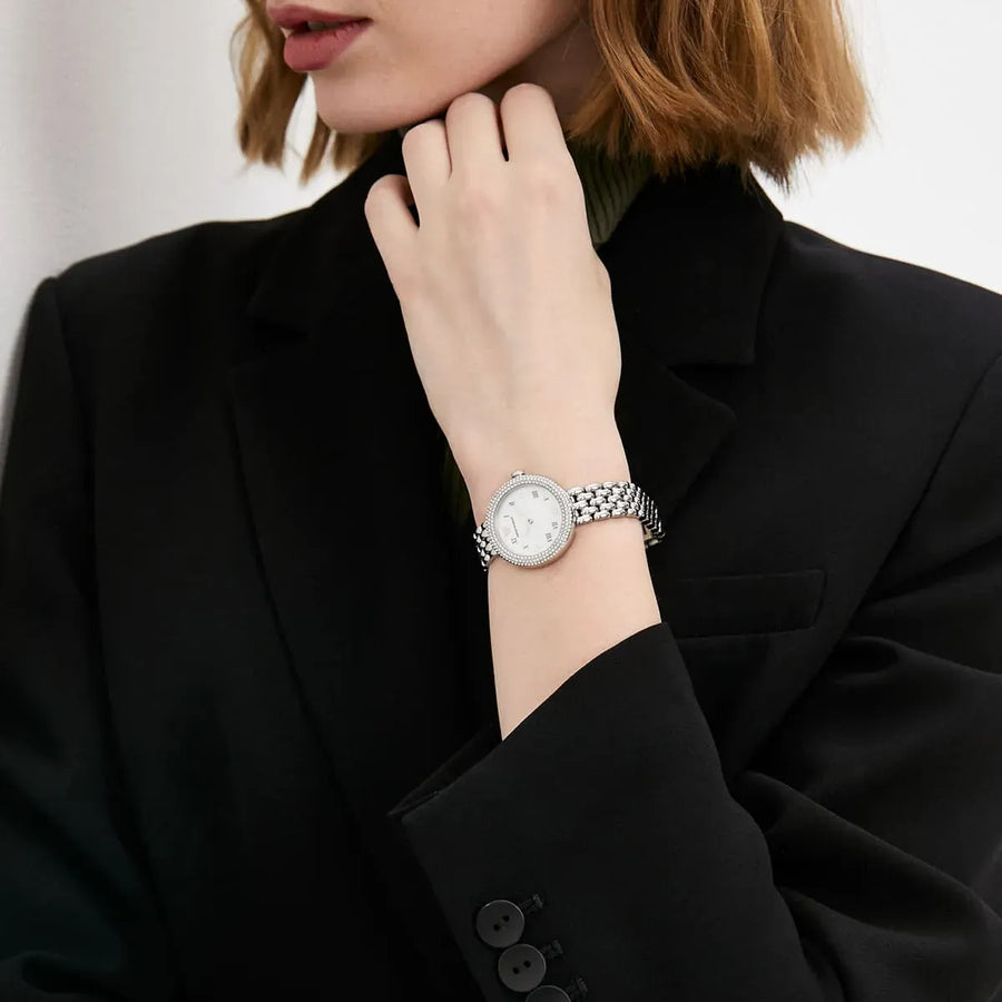 Emporio Armani Rosa Quartz White Dial Silver Steel Strap Watch For Women - AR11354