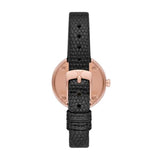 Emporio Armani Rosa Two Hand Black Dial Black Leather Strap Watch For Women - AR11493