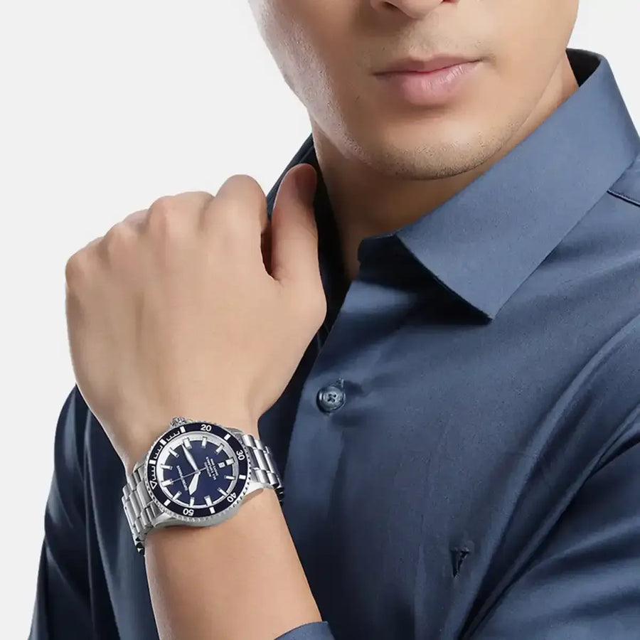 Emporio Armani Sea Explorer Blue Dial Silver Steel Strap Watch for Men - AR60087