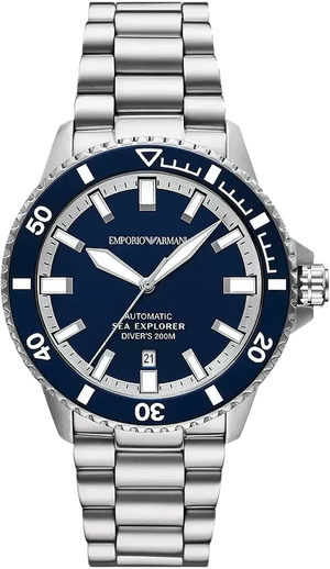 Emporio Armani Sea Explorer Blue Dial Silver Steel Strap Watch for Men - AR60087