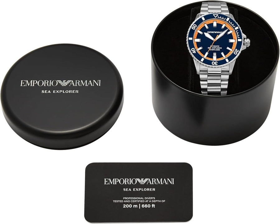 Emporio Armani Sea Explorer Blue Dial Silver Steel Strap Watch for Men - AR60090