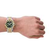 Emporio Armani Sea Explorer Chronograph Green Dial Two Tone Steel Strap Watch for Men - AR11586
