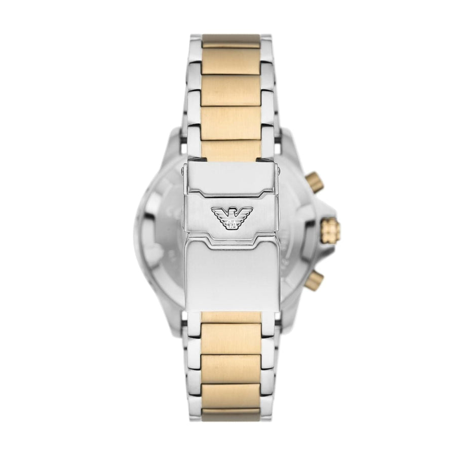 Emporio Armani Sea Explorer Chronograph Green Dial Two Tone Steel Strap Watch for Men - AR11586