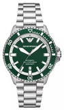 Emporio Armani Sea Explorer Green Dial Silver Steel Strap Watch for Men - AR60080