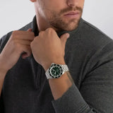 Emporio Armani Sea Explorer Green Dial Silver Steel Strap Watch for Men - AR60088