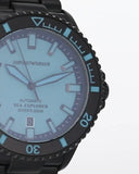 Emporio Armani Sea Explorer Turquoise Blue Dial Black Steel Strap Watch for Men - AR60084