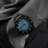 Emporio Armani Sea Explorer Turquoise Blue Dial Black Steel Strap Watch for Men - AR60084