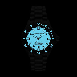 Emporio Armani Sea Explorer Turquoise Blue Dial Black Steel Strap Watch for Men - AR60084