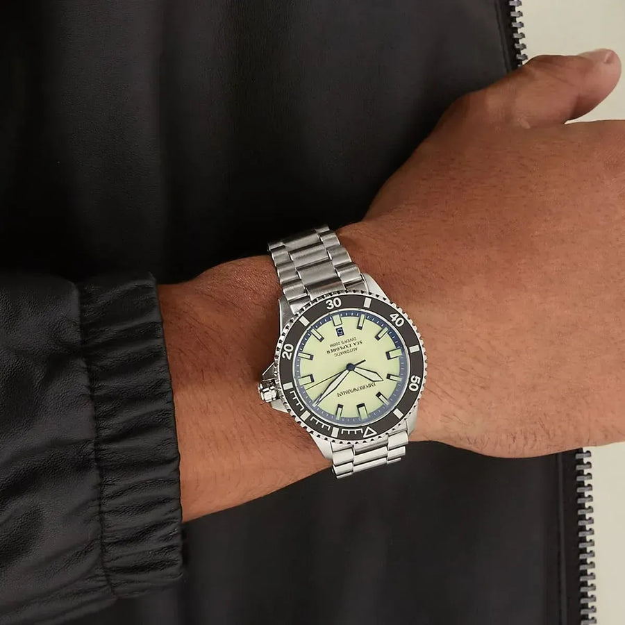 Emporio Armani Sea Explorer Yellow Dial Silver Steel Strap Watch for Men - AR60083