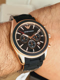 Emporio Armani Sigma Chronograph Black Dial Black SIlicon Strap Watch For Men - AR6066