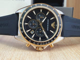 Emporio Armani Sigma Chronograph lack Dial Black Rubber Strap Watch For Men - AR80003