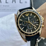 Emporio Armani Sigma Chronograph lack Dial Black Rubber Strap Watch For Men - AR80003