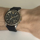 Emporio Armani Sigma Chronograph lack Dial Black Rubber Strap Watch For Men - AR80003