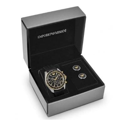 Emporio Armani Sigma Chronograph lack Dial Black Rubber Strap Watch For Men - AR80003