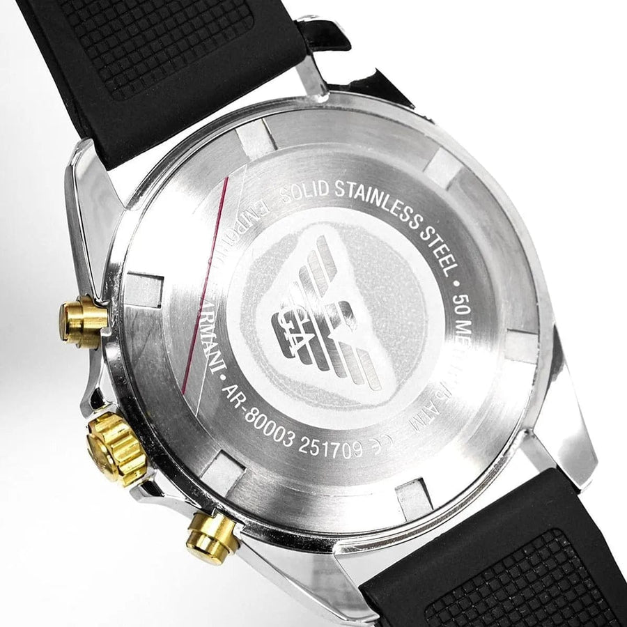 Emporio Armani Sigma Chronograph lack Dial Black Rubber Strap Watch For Men - AR80003
