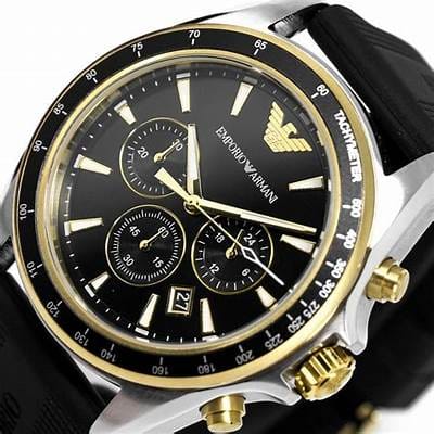 Emporio Armani Sigma Chronograph lack Dial Black Rubber Strap Watch For Men - AR80003