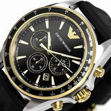 Emporio Armani Sigma Chronograph lack Dial Black Rubber Strap Watch For Men - AR80003