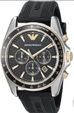 Emporio Armani Sigma Chronograph lack Dial Black Rubber Strap Watch For Men - AR80003