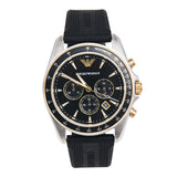 Emporio Armani Sigma Chronograph lack Dial Black Rubber Strap Watch For Men - AR80003
