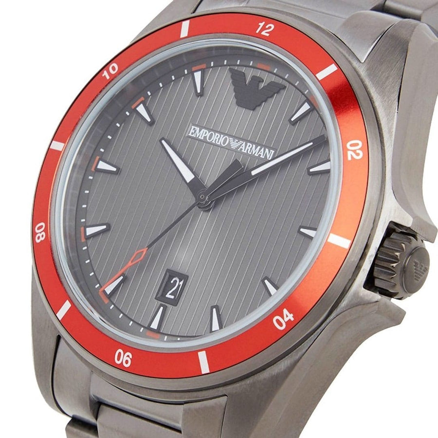 Emporio Armani Sigma Quartz Grey Dial Grey Steel Strap Watch For Men - AR11178