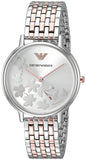 Emporio Armani Silver Sunray Dial Two Tone Steel Strap Watch For Women - AR11113