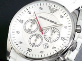 Emporio Armani Sport Chronograph White Dial White Silicone Strap Watch For Men - AR5859