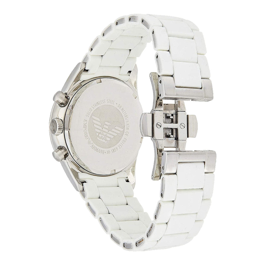 Emporio Armani Sport Chronograph White Dial White Silicone Strap Watch For Men - AR5859