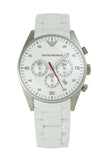 Emporio Armani Sport Chronograph White Dial White Silicone Strap Watch For Men - AR5859
